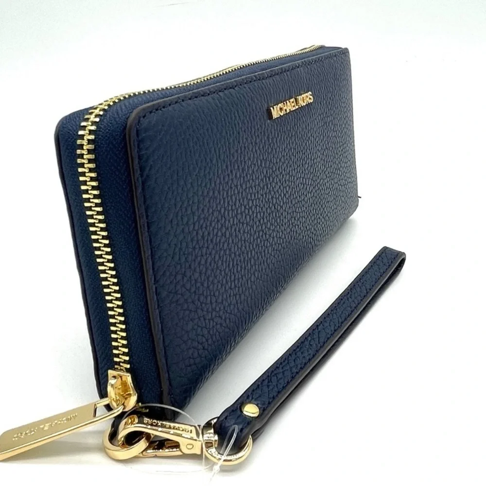 Michael Kors Large Continental Wallet Wristlet Navy Blue (NWT)